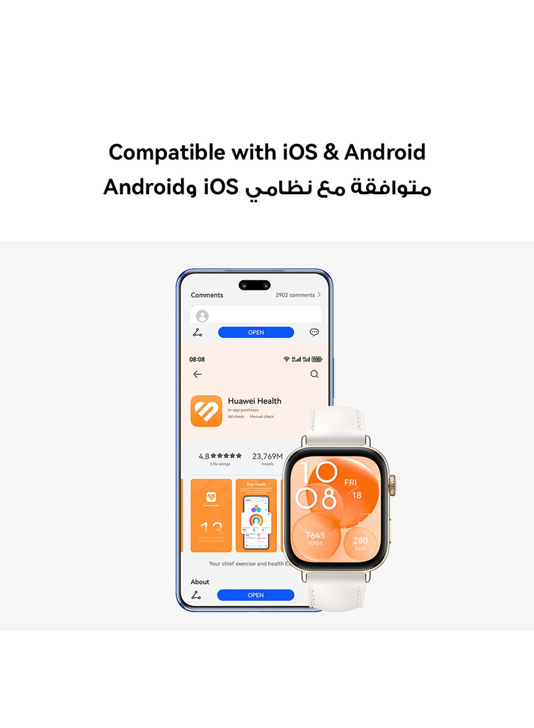 Watch Fit 3 Smartwatch, 1.82 Inch Amoled Display, Comfortable And Stylish Design, Scientific Workout Coach, Upgraded Health Management, Compatible With iOS And Android Black